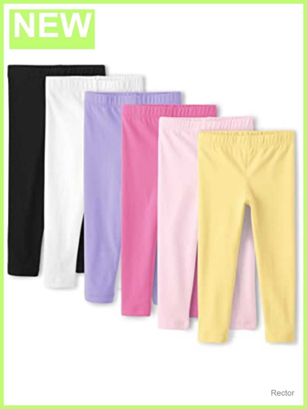 Girls Toddler Cotton Spandex Leggings 6 Pack Pull On Full Length